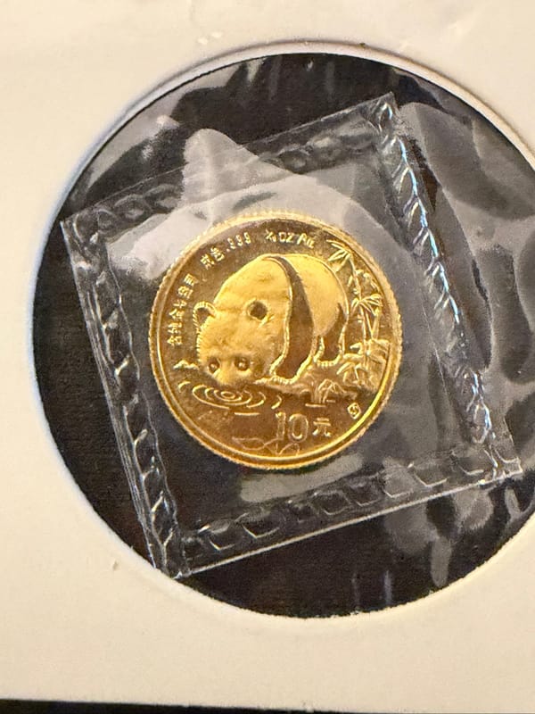 1987 10 Yuan 1/10oz Gold Panda .999 coin sealed - Image 1