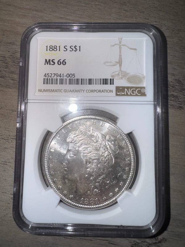  NGC MS 66 1881 S Morgan Silver Dollar High Grade - Image 1