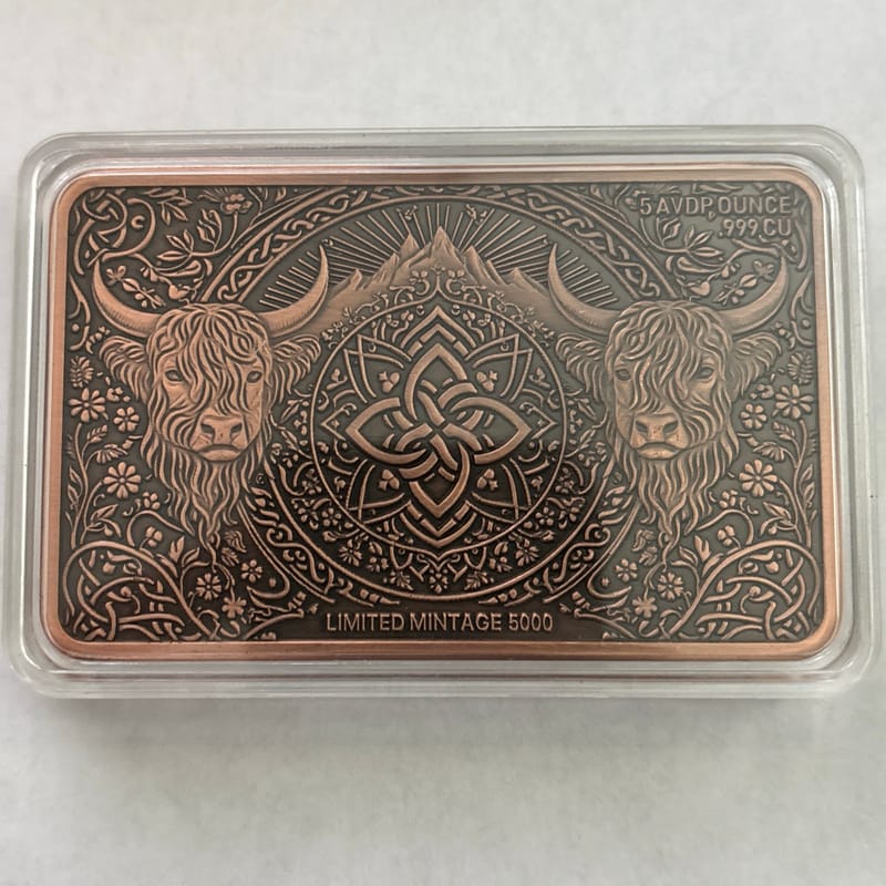 5 AVDP Ounces .999 Cu Copper Highland Cow - Image 6