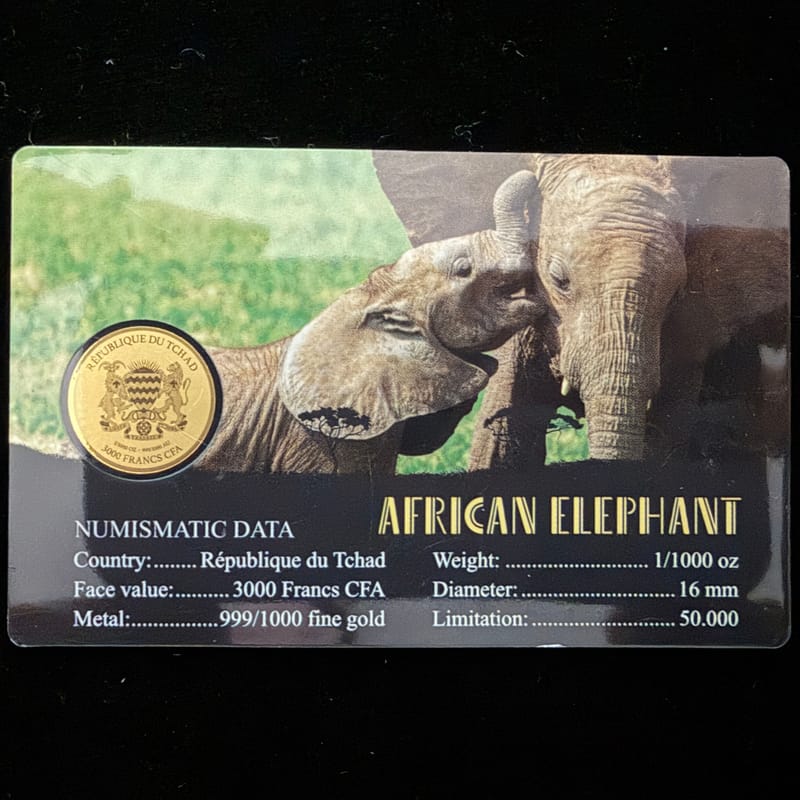 African Elephant 1/1000 oz .999 Gold - Image 4