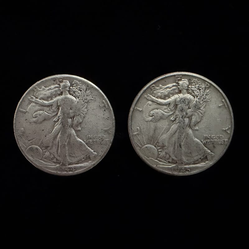 1944 & 1945 Walking Liberty Half Dollars - 2 Coins - Image 1