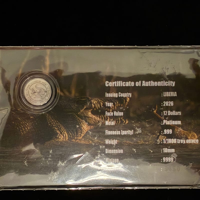 2026 1/1000 oz Platinum Coin Gustave Crocodile - Image 3