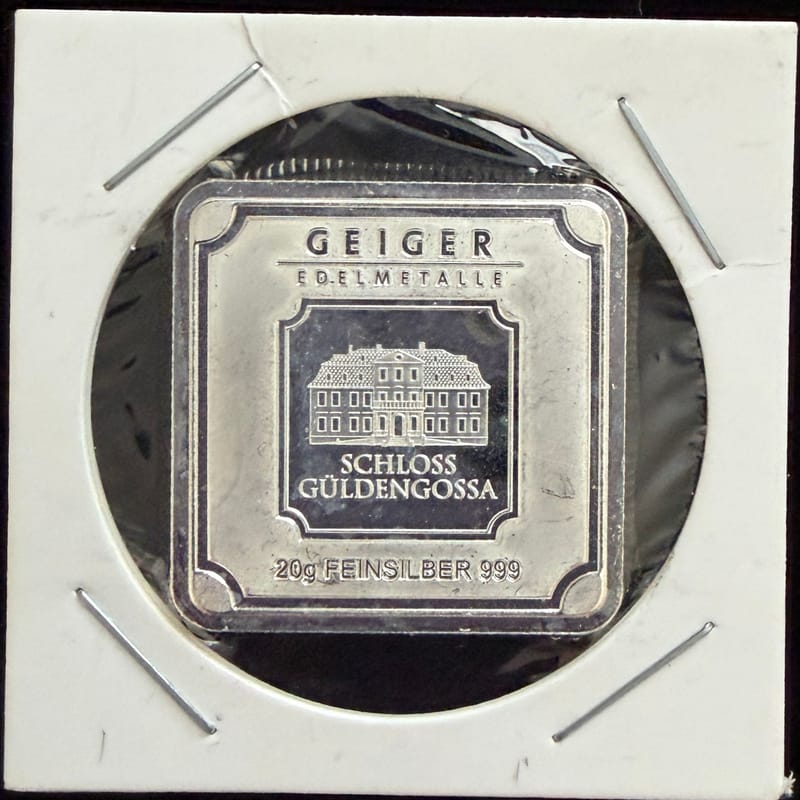 Geiger 20 gram Silver Bar - Image 1