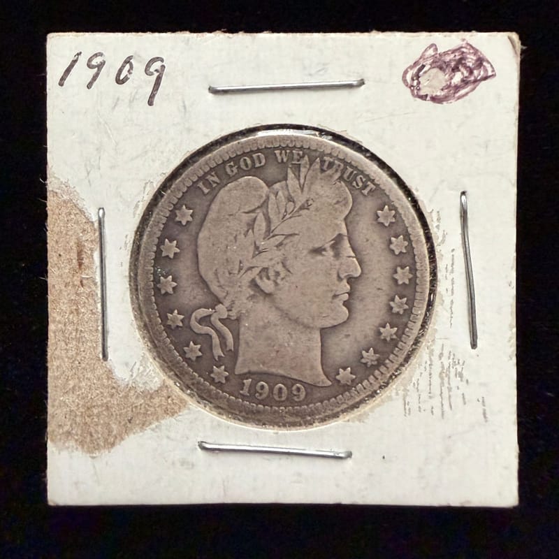 1909 Barber Silver Quarter - 90% - Image 1