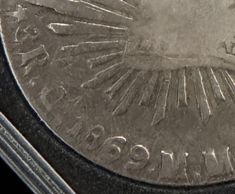 1869 Mexico 8 Reales Cap & Rays .903 Silver - Image 3