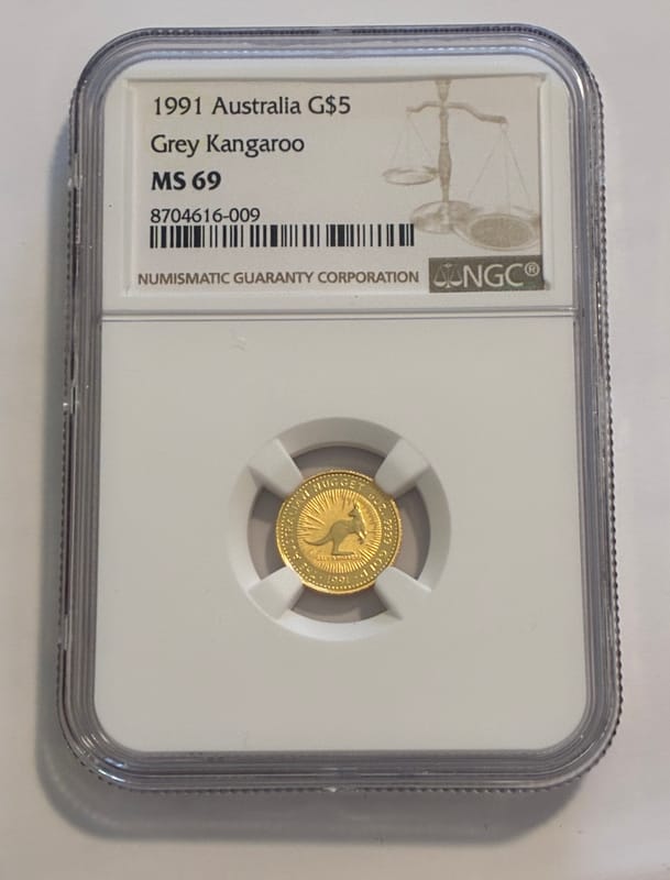 銀髪のネクロマンサー　ユー　PSA9 金サイン 1990 Australia 1/20 oz Gold Kangaroo MS-69 NGC | PeerMetals