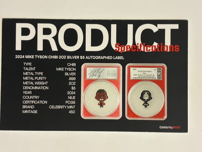 Mike Tyson Chibi 2oz Silver Coin - PCGS Autographe - Image 4