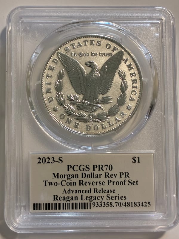 2023-S Morgan + Peace $1 Set Reverse Pr PF70 - Image 5
