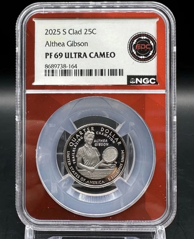 2025 S Clad 25 Cent 25C Althea Gibson,  NGC PF69 - Image 1