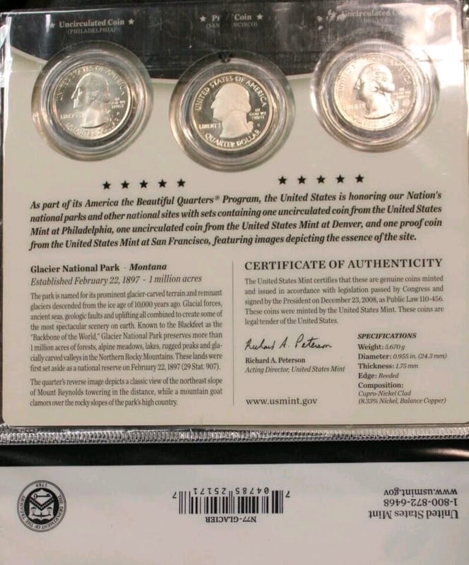 2011 GLACIER National Park PDS U.S. MINT 3 COINS - Image 2