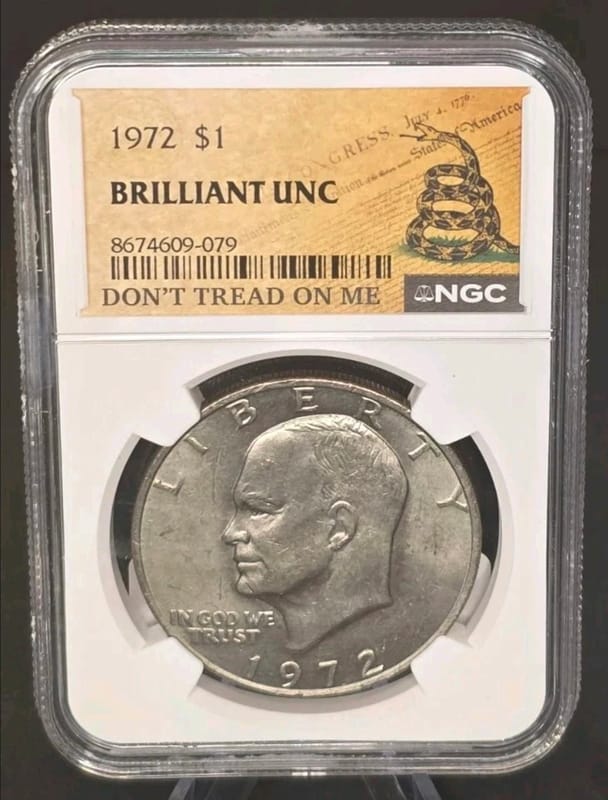 1972 Eisenhower Dollar $1 – NGC BRILLIANT UNC – “D - Image 3