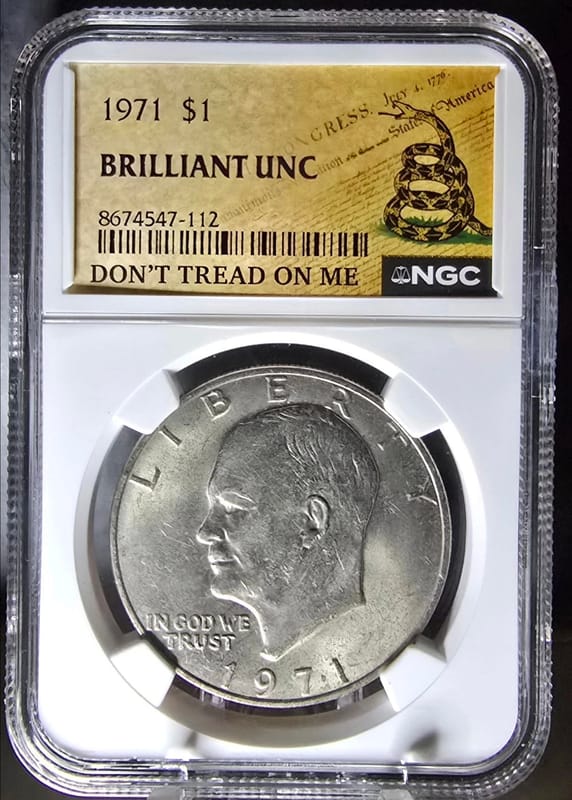 Eisenhower Dollar $1 1971 NGC Brilliant UNC - Image 3