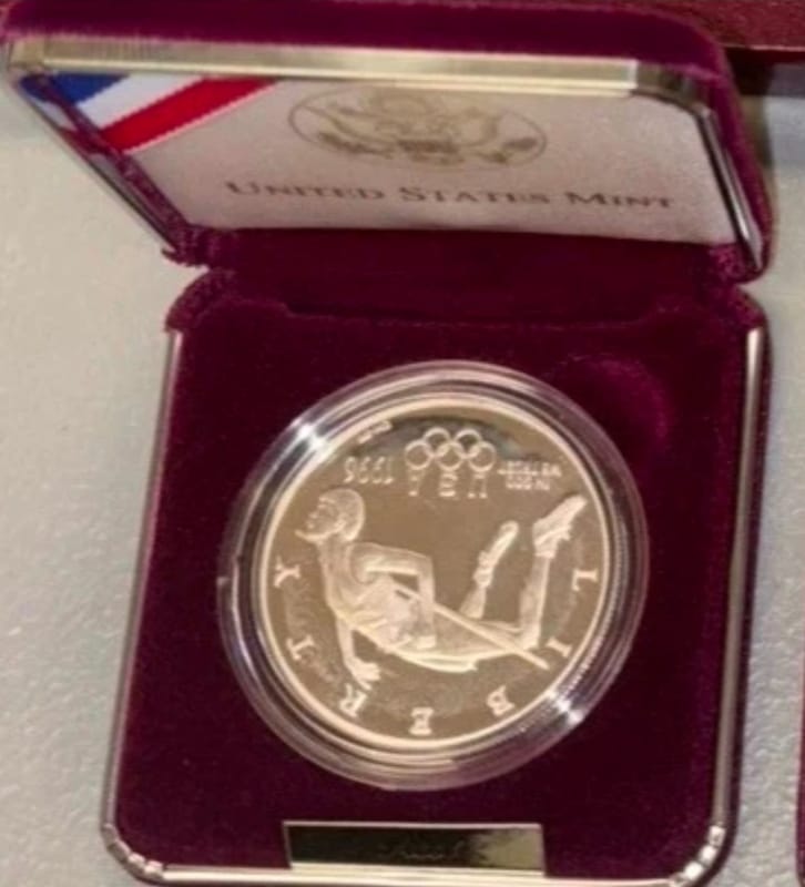 1996 Proof USA Atlanta Olympic High Jump Silver 1$ - Image 2