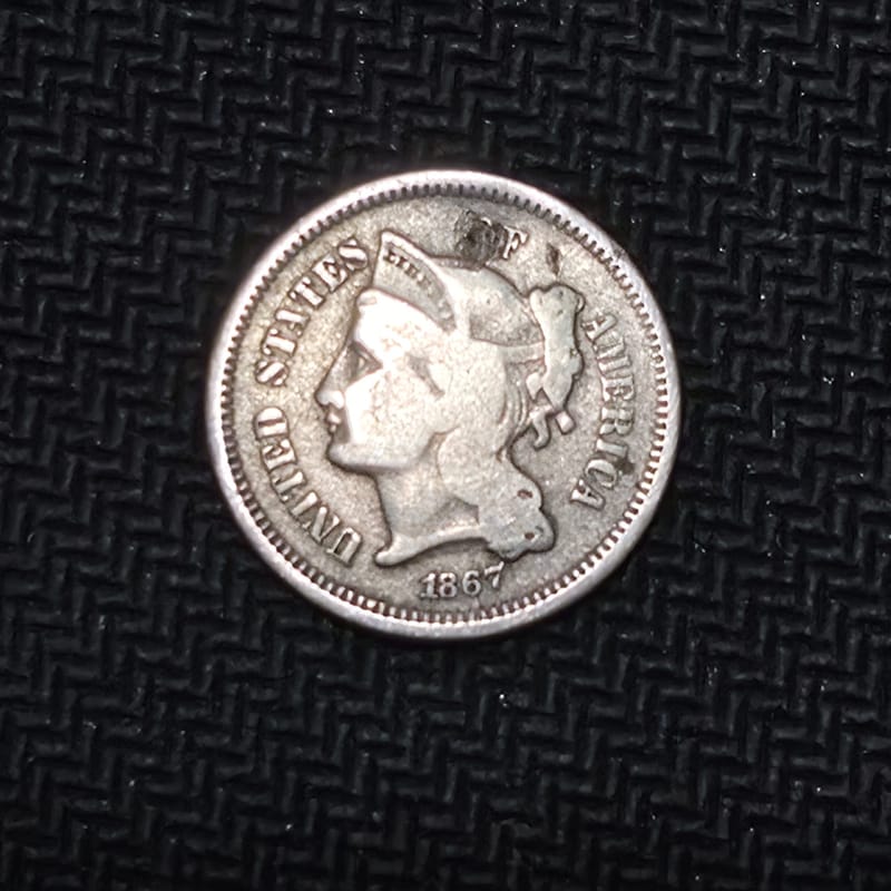 💢 1867 United States Three-Cent Nickel – Liberty  - Image 3