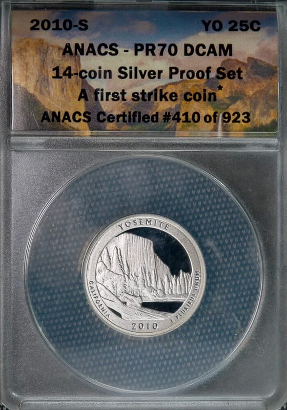 ANACS-MS69  5 oz. Silver Quarter Dollar  Yosemite  - Image 1