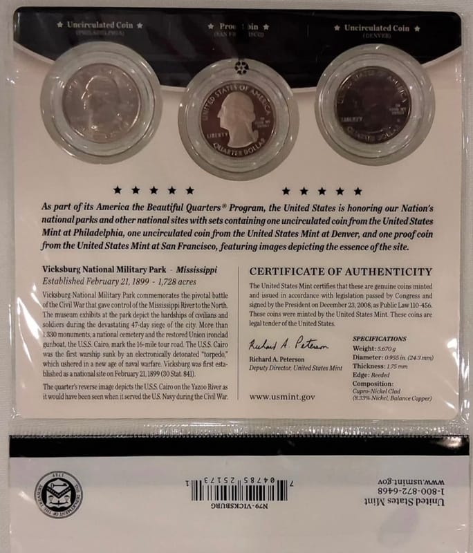 2011 Vicksburg National Park P/D/S 3Coin Quarters - Image 2