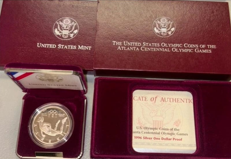 1996 Proof USA Atlanta Olympic High Jump Silver 1$ - Image 1