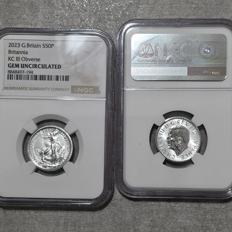 2023 Great Britain 50p Silver Britannia KC III Obv - Image 1