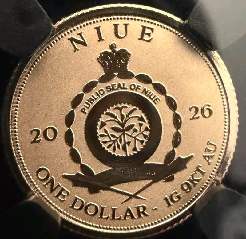 1 Gram 2026 Niue $1 Zombie Snowboard 1g 9KT Gold  - Image 3