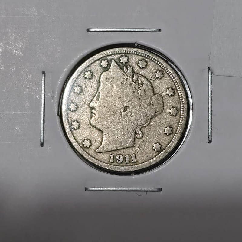 1911 P Liberty Head V Nickel 5 Cent F-VF - Image 6