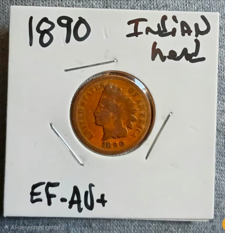 1890 Indian Head Cent EF  - Image 1