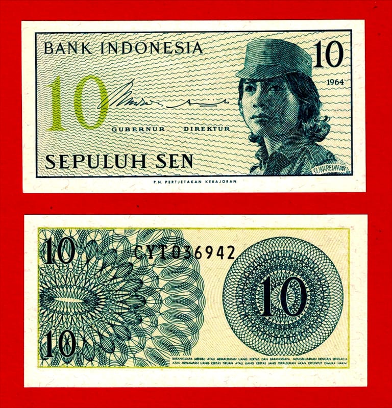 10- Sequential Indonesia 10 Sen 1964 Uncirculated - Image 1