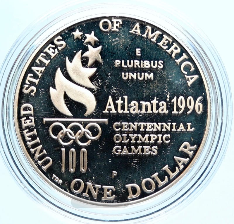 1996 Proof USA Atlanta Olympic High Jump Silver 1$ - Image 4