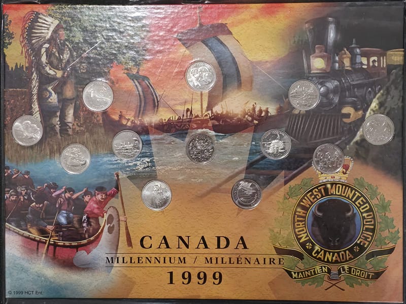 1999 Canada Millennium SILVER Proof Quarter Set  - Image 5