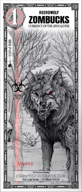 1 Zombucks World Necrowolf Silver Note (New) - Image 1