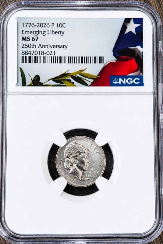 1776-2026 P EMERGING LIBERTY  10C NGC MS67 250th  - Image 1