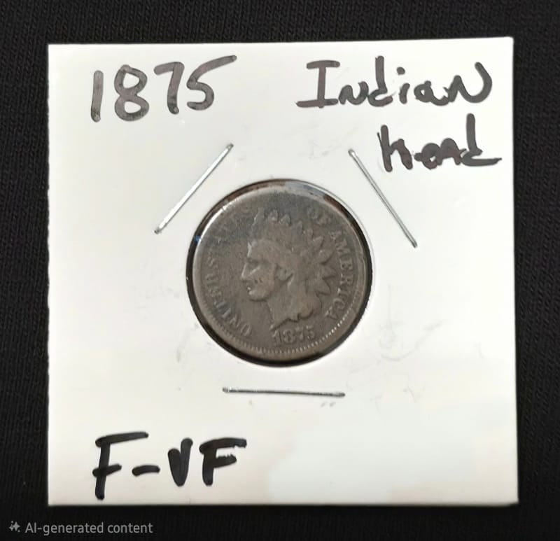 🔥RARE🔥 1875  Indian head  F-VF RARE COIN🔥 - Image 1