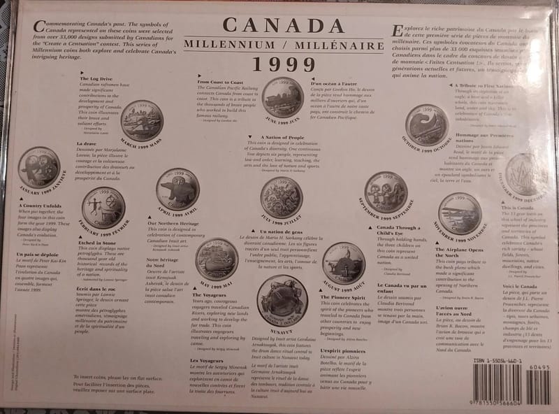 1999 Canada Millennium SILVER Proof Quarter Set  - Image 2