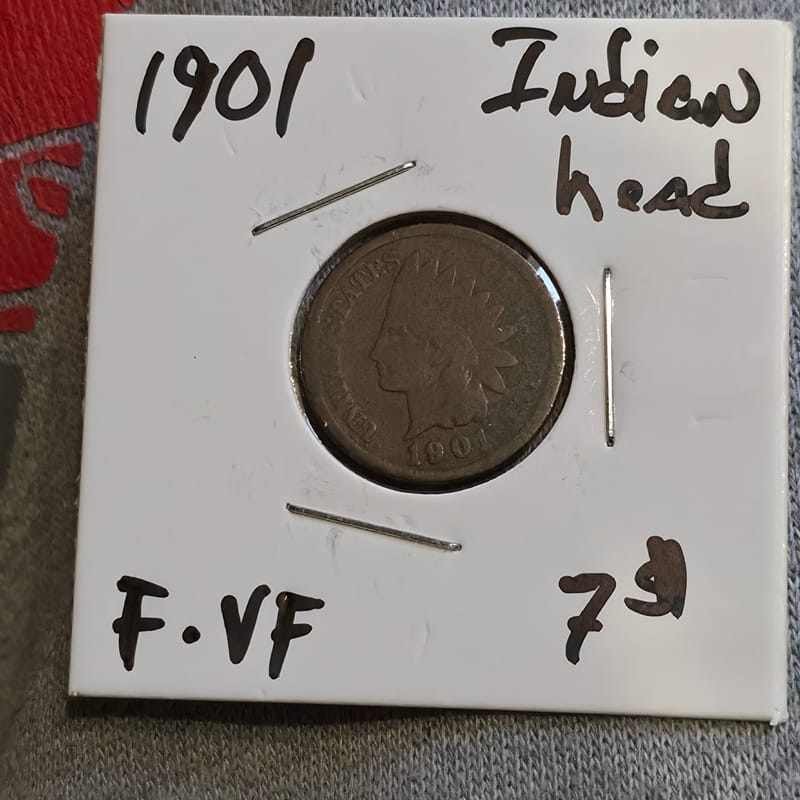 1901 Indian Head Cent in F-VF condition  - Image 4