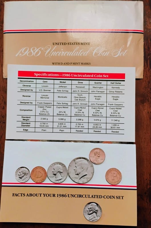 1986 United States Mint P&D Uncirculated Coin Set  - Image 6