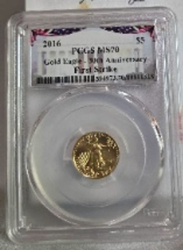 2016  $5  PCGS MS70  Gold Eagle - 30th Anniversary - Image 1