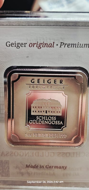Toned 1 oz Silver Geiger Bar in Assay - Image 4