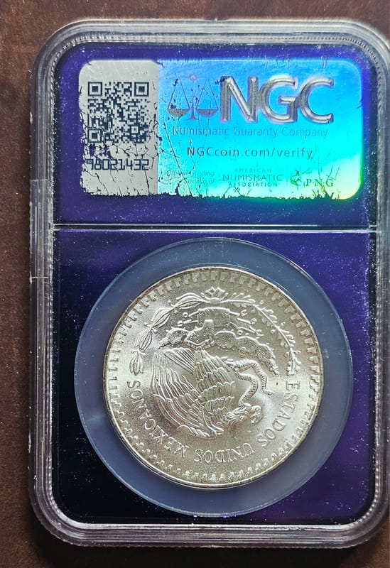 1985-Mo Mexico 1 Onza Silver Libertad NGC MS66 .999 Plata Pura 1oz Coin - Image 2