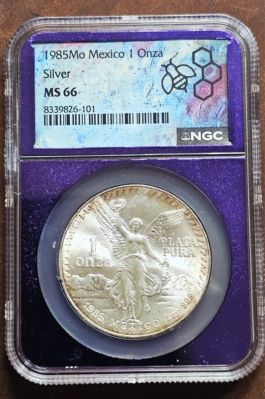 1985-Mo Mexico 1 Onza Silver Libertad NGC MS66 .999 Plata Pura 1oz Coin - Image 1