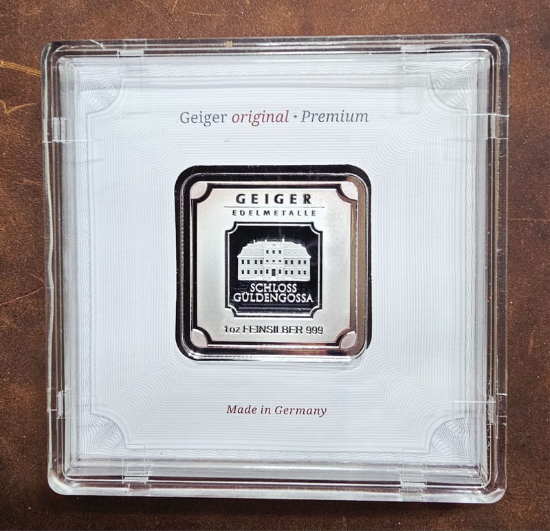 Toned 1 oz Silver Geiger Bar in Assay - Image 1