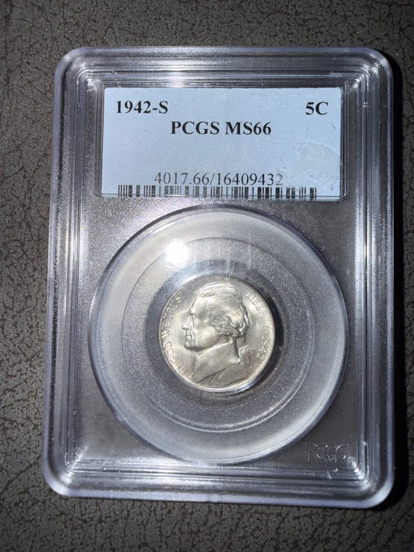 1942-S Jefferson War Nickel PCGS MS66 35% Silver - Image 1