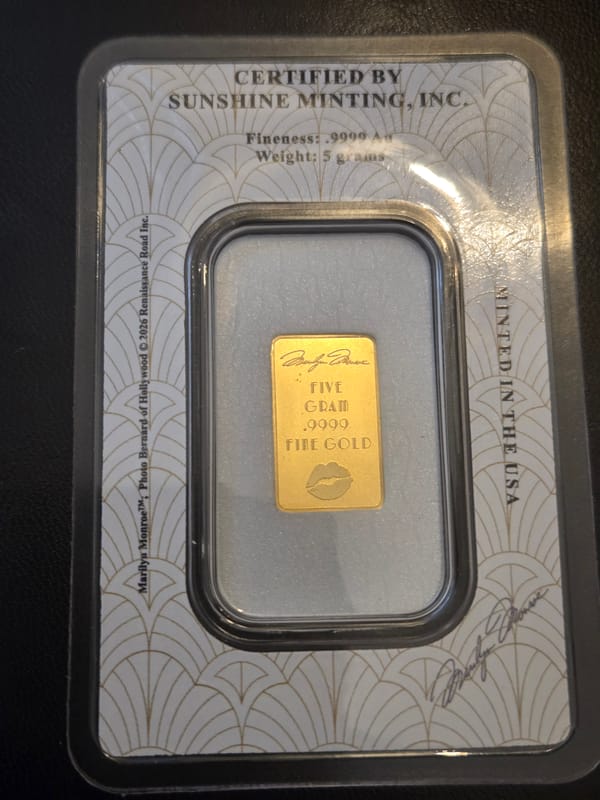 ​5g Gold Bar - Sunshine Mint Marilyn Monroe .9999  - Image 2