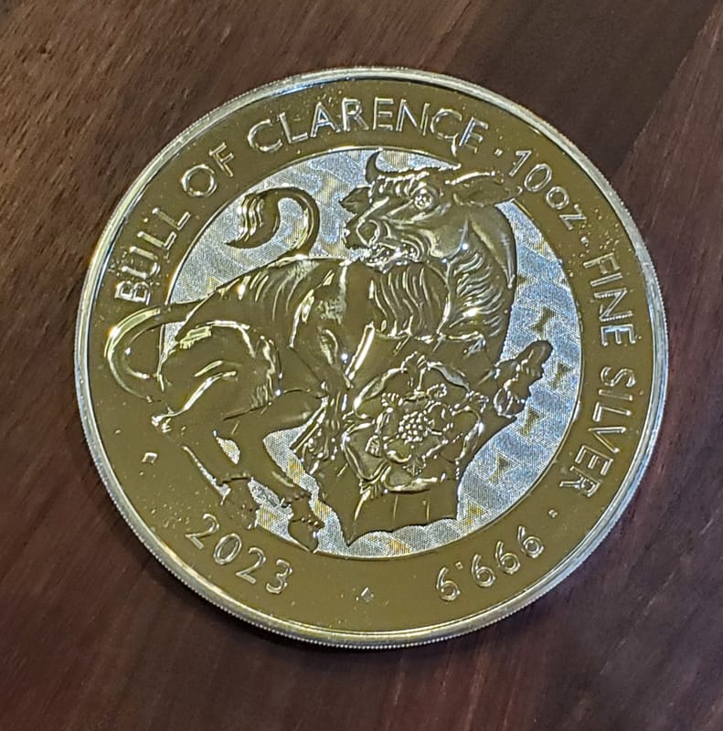 2023 QB 10 oz Silver Bull of Clarence BU - Image 1