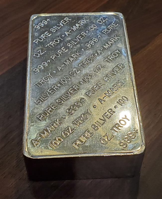 100 oz Silver Bar - A-Mark (Pressed) - Image 2