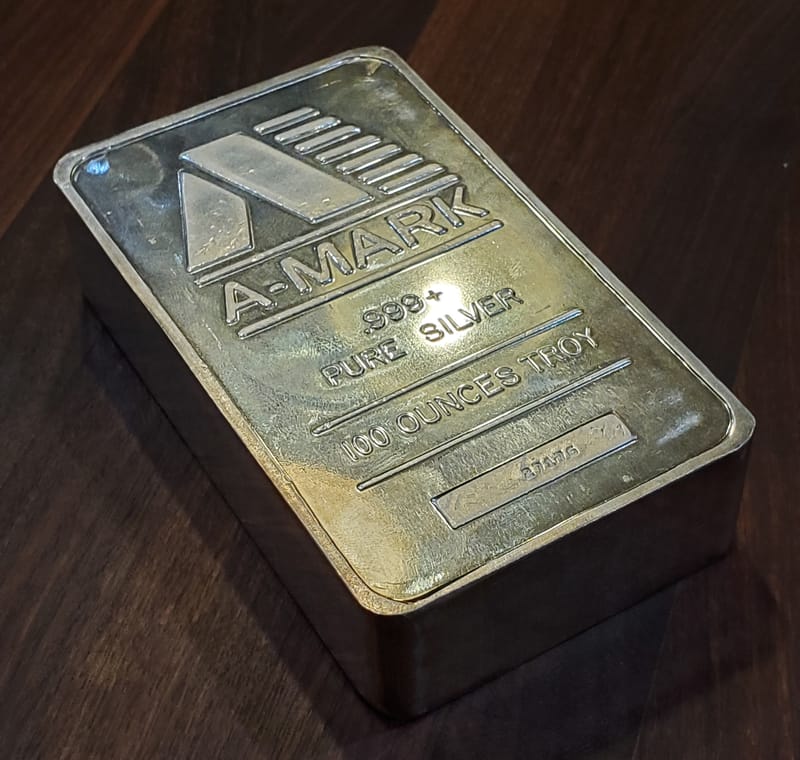 100 oz Silver Bar - A-Mark (Pressed) - Image 1