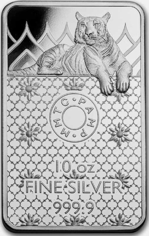 10 oz Silver Bar - MMTC - PAMP Royal Bengal Tiger - Image 2
