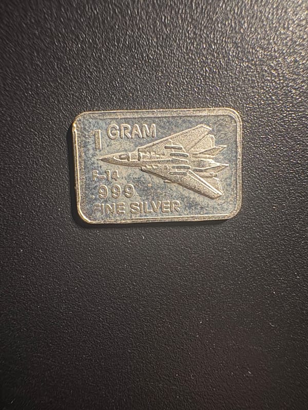 F-14 Tomcat Fine Silver 1 Gram Bar - Image 1