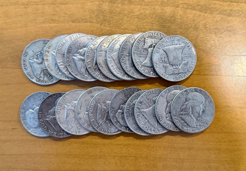 90% silver Franklin Halves - Image 1