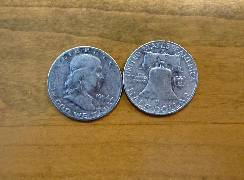 90% silver Franklin Halves - Image 2