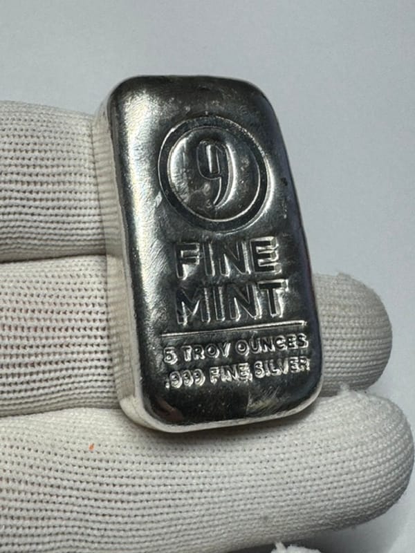 9Fine Mint 5 ounce .999 silver poured bar - Image 5