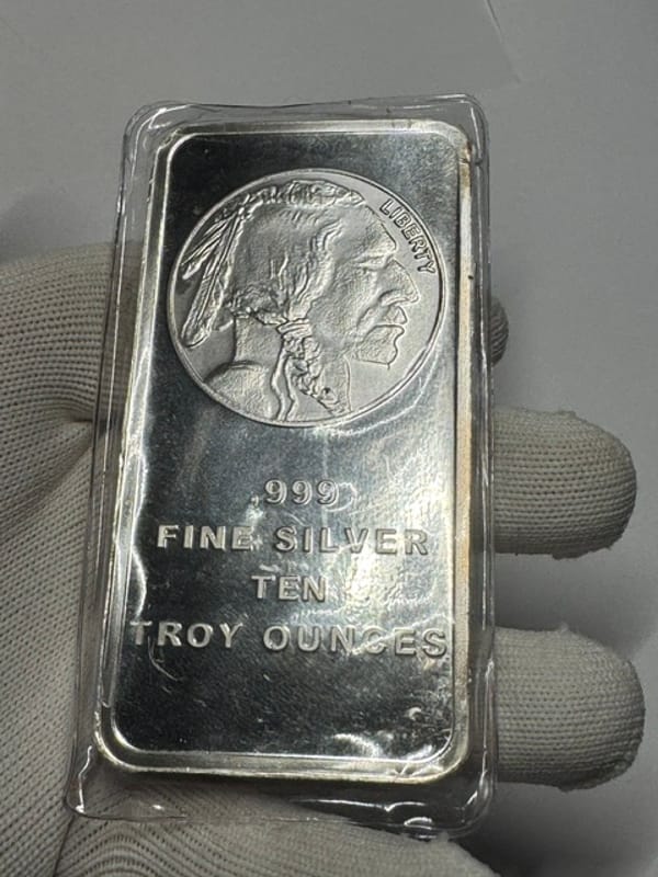 10 oz .999 Fine Silver Buffalo Bar in package - Image 5